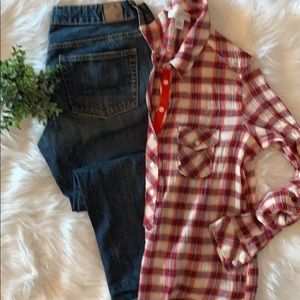 American Eagle jeans and Kenar shirt